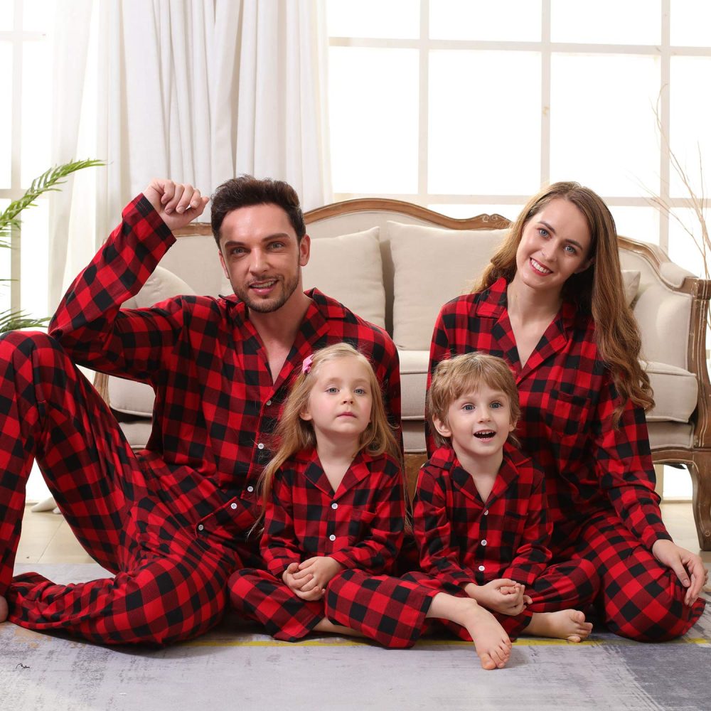 Amissz Family Outfit Christmas Pajamas, Sleepwear Nightwear Pajama T-Shirt + Pants Homewear Set for Red Women, M - Image 6