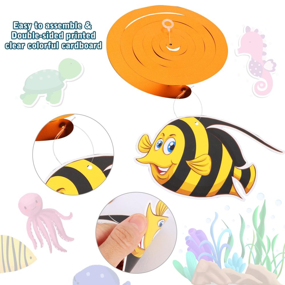 Under The Sea Party Decorations 36PCS Kids Party Hanging Decorations Beach Themed Party Decor Room Ceiling Fish Hanging Swirls Streamers Marine Animals Party Kids Birthday Baby Shower Party Decor - Image 4