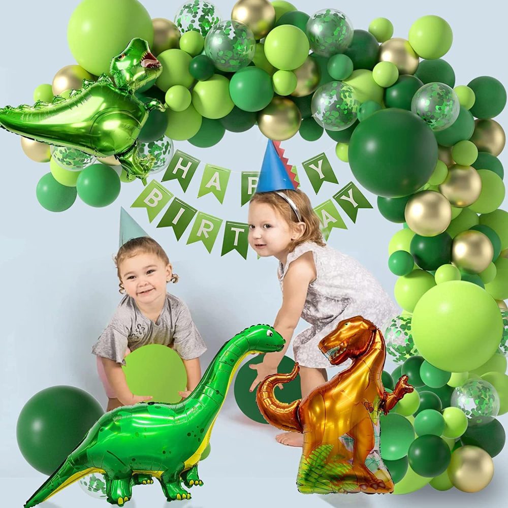 dadeerhe Dinosaur Birthday Party Decorations, Dinosaur Green Balloons, Dinosaur Balloons Garland Arch Dinosaur Birthday Party Ornaments, Aluminium Film Balloons - Image 5