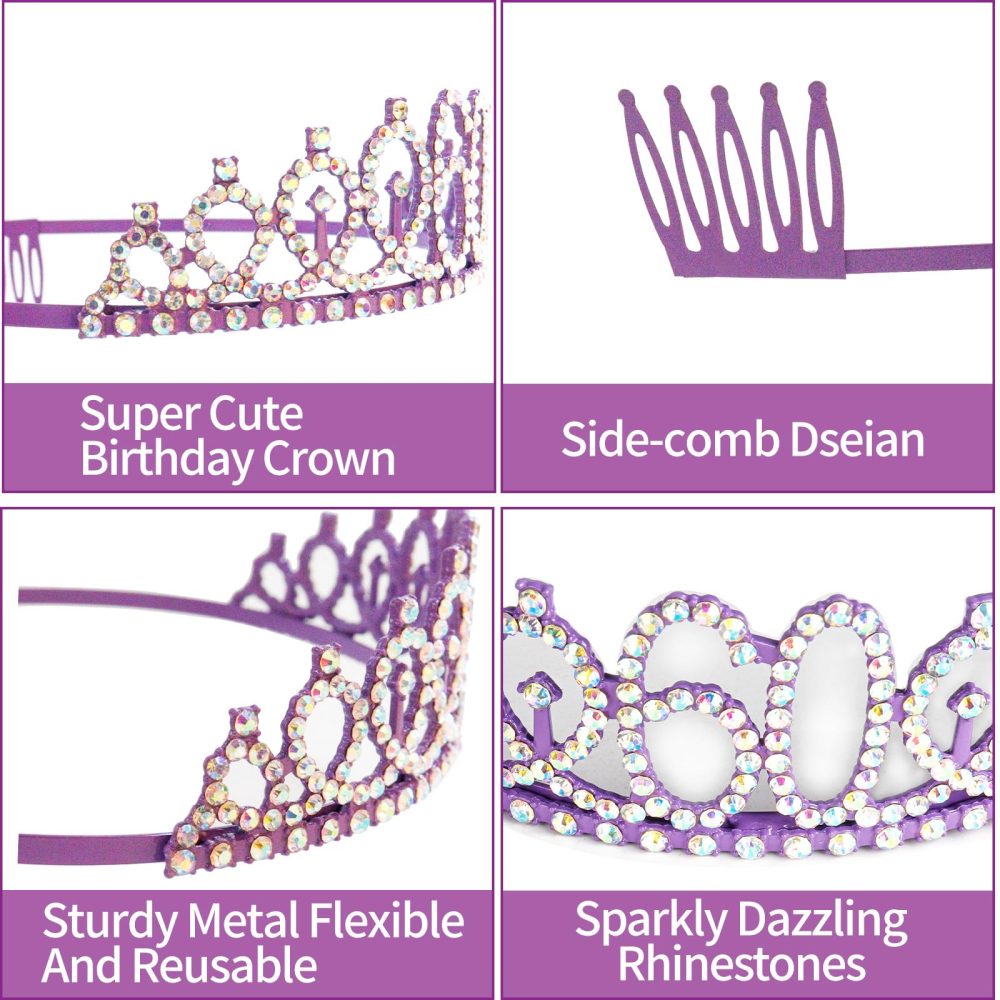 40th Birthday for Woman Decorations,Including Purple 40th Birthday Sash and Birthday Tiara Crown ,40th Birthday Candles Cake Topper Happy Birthday for 40 Year Old Her Gifts Party Supplies - Image 6