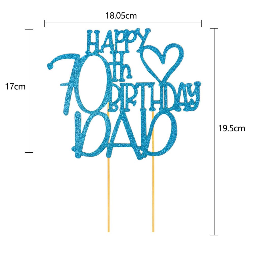 Happy 70th Birthday Cake Topper, 70th Birthday Decorations for Her, Happy Birthday Cake Topper Decoration, 70th Birthday Cake Topper, Birthday Cake Toppers, 70th Birthday Theme Party Supplies Blue - Image 2