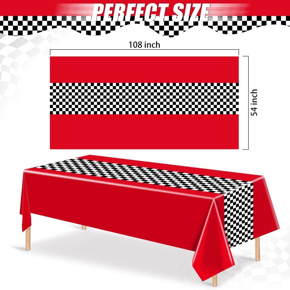 LZMDISU Black and White Checkered Flag Tablecloth, 3Pcs Premium Plastic Race Flag Table Cover for Racing Party Decor Birthday Baby Shower Barbecues Favor Supplies - Image 7