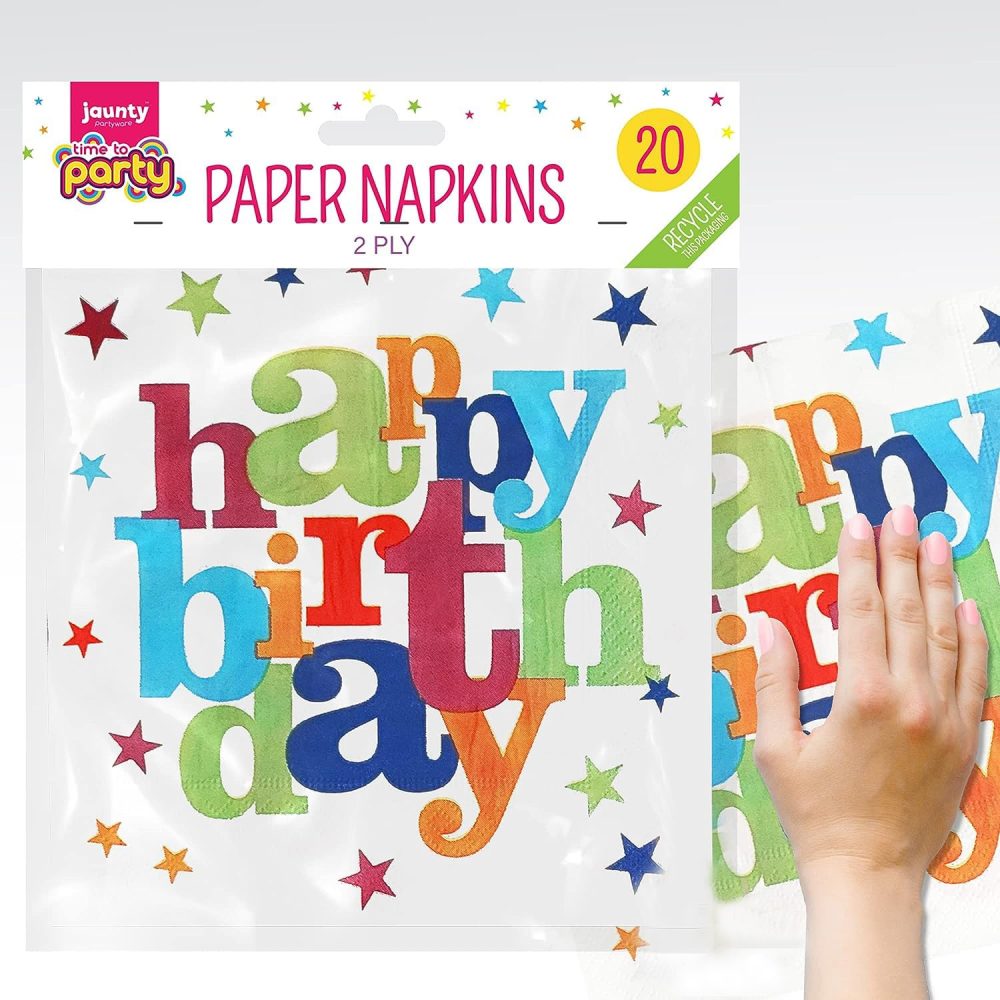 20pk Disposable Happy Birthday Napkins | Kids Napkins Party | Kids Party Napkins Birthday Napkins for Women Party Napkins Kids | Happy Birthday Serviettes