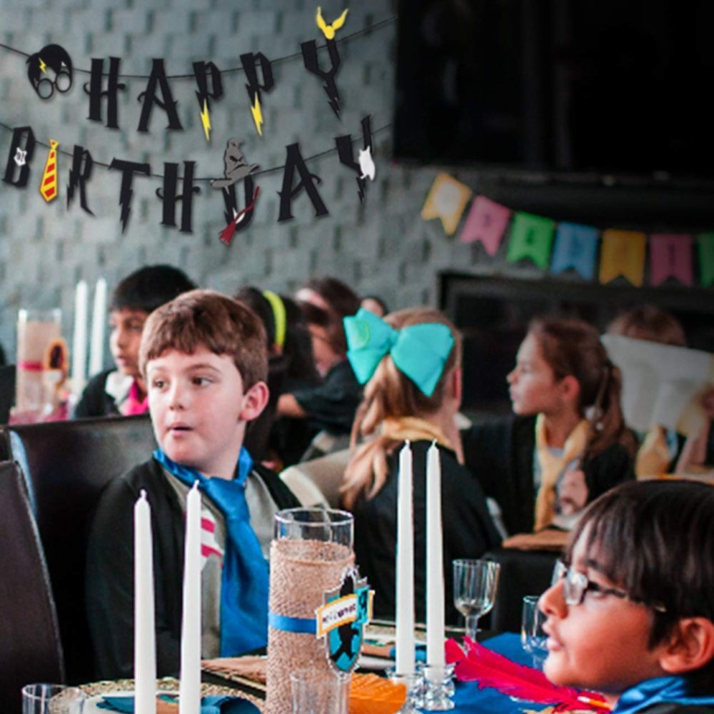 Wizard Party Decoration - Happy Birthday Banner Garland Black Felt Decor Wizard Party Supplies - Image 4