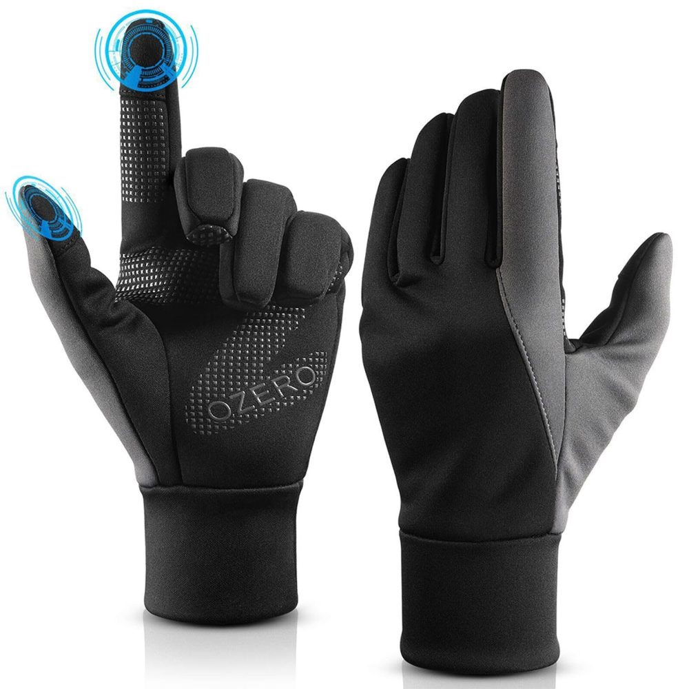 OZERO Warm Winter Gloves: Anti Slip Touchscreen Gloves Waterproof and Windproof Thermal Cycling Glove Cold Weather Running Gloves for Men Women Outdoor Walking Biking Driving - Black (S)