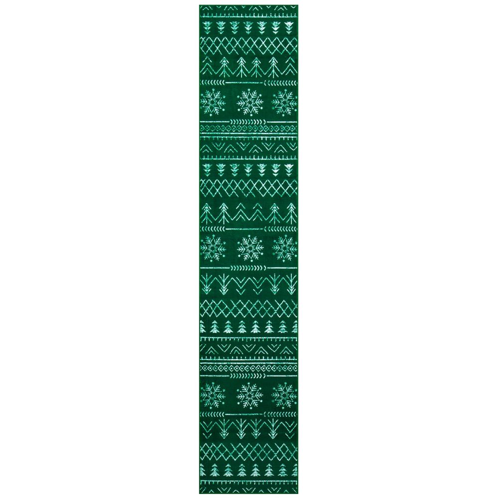 Carvapet Christmas Runner Rug for Hallway 60x300cm Soft Long Floor Carpet Runner Non Slip Washable Microfiber Snowflake Xmas Green Area Rug for Entryway Corridor Kitchen Laundry Room - Image 7