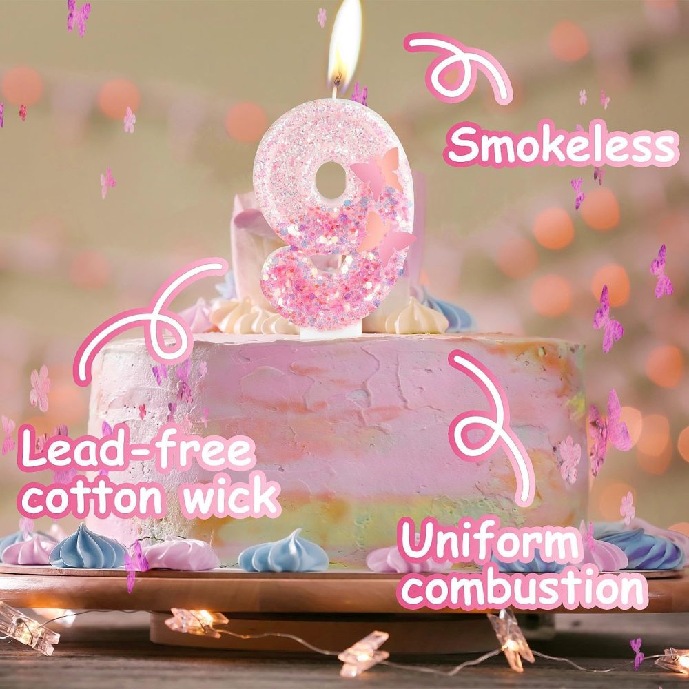 Butterfly Number Candles, Pink Gradient 1st Candles, Butterfly Birthday Number 1 Candles Cake Toppers for Girls Boys Baby Birthday Butterfly Theme Party - Image 7