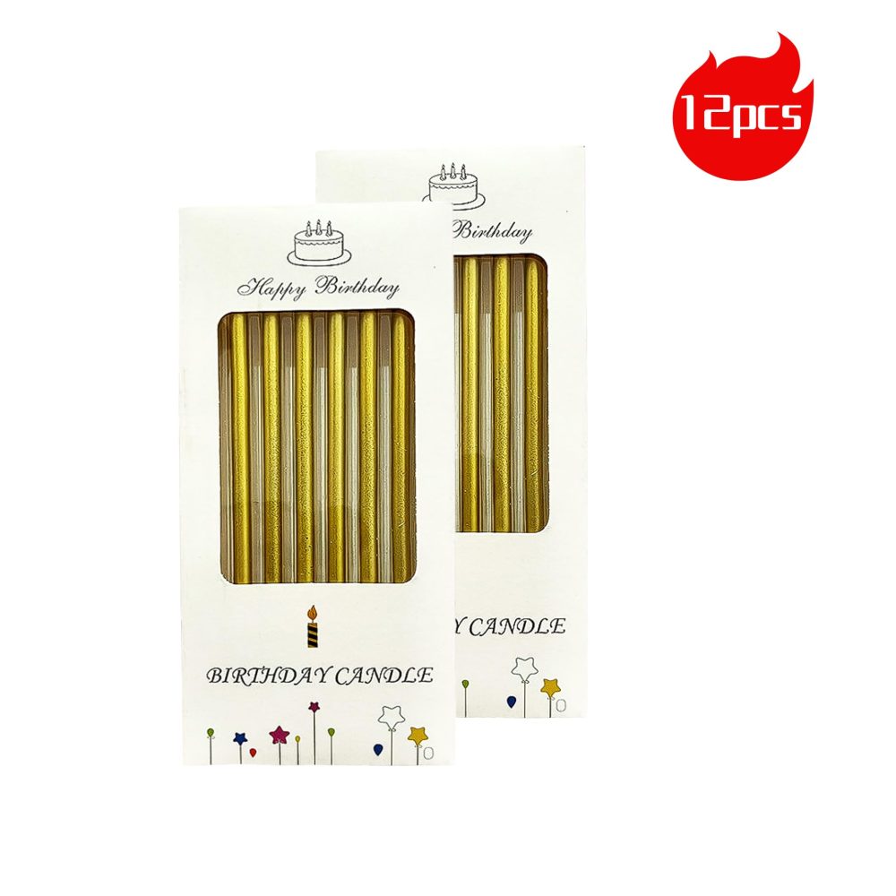 FUZVOL Gold Birthday Candles for Cakes, 12 Pcs Gold Glitter Candles Tall Birthday Cake Candles with Holder for Party Wedding Anniversary Halloween Christmas Decoration - Image 5
