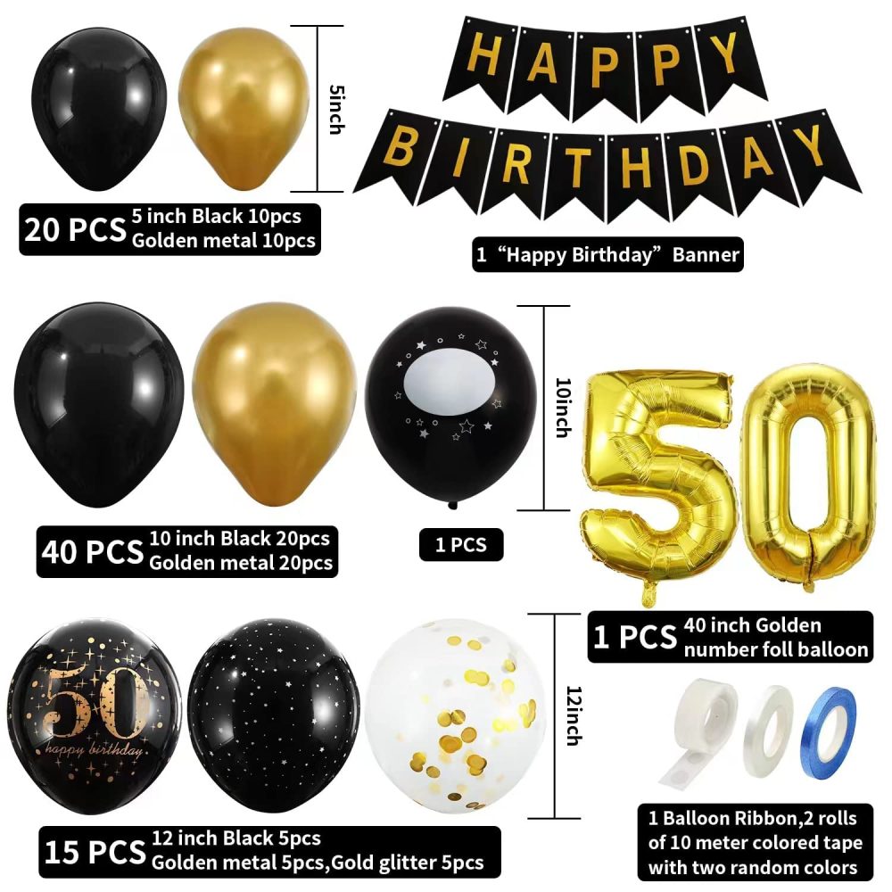 50th Birthday Balloons,Gold Number 50 Balloon and 20pcs 12" Multicoloured Numbers Printed Latex Age Balloons,Birthday Balloons for Women Men Birthday Decorations,50th Anniversary Party Supplies - Image 7