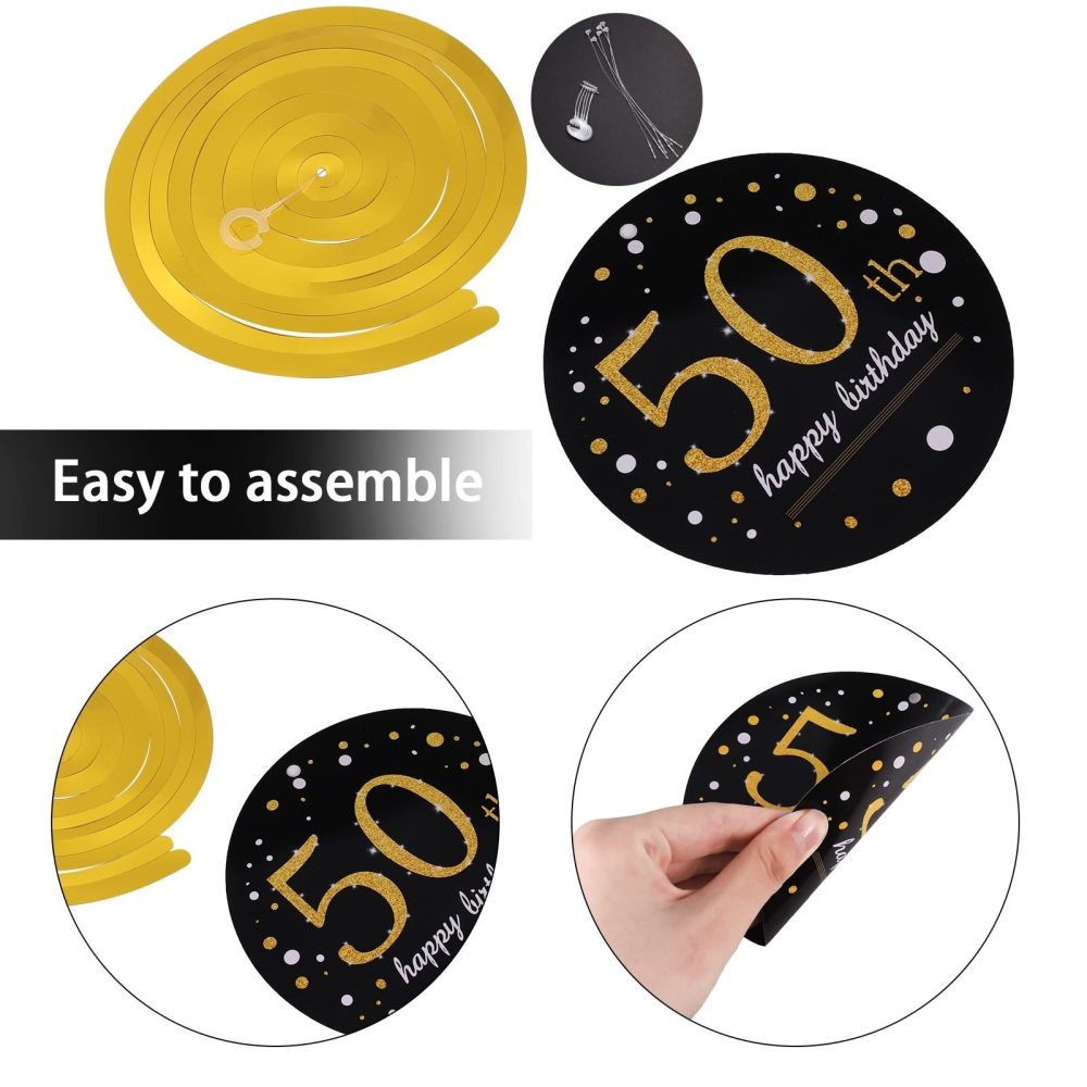 Dacitiery 50th Birthday Party Hanging Swirls Decorations, Birthday Party Decorations,22PCS Shiny Celebration Hanging Swirls Decorations for 50th Birthday Party Supplies - Image 5