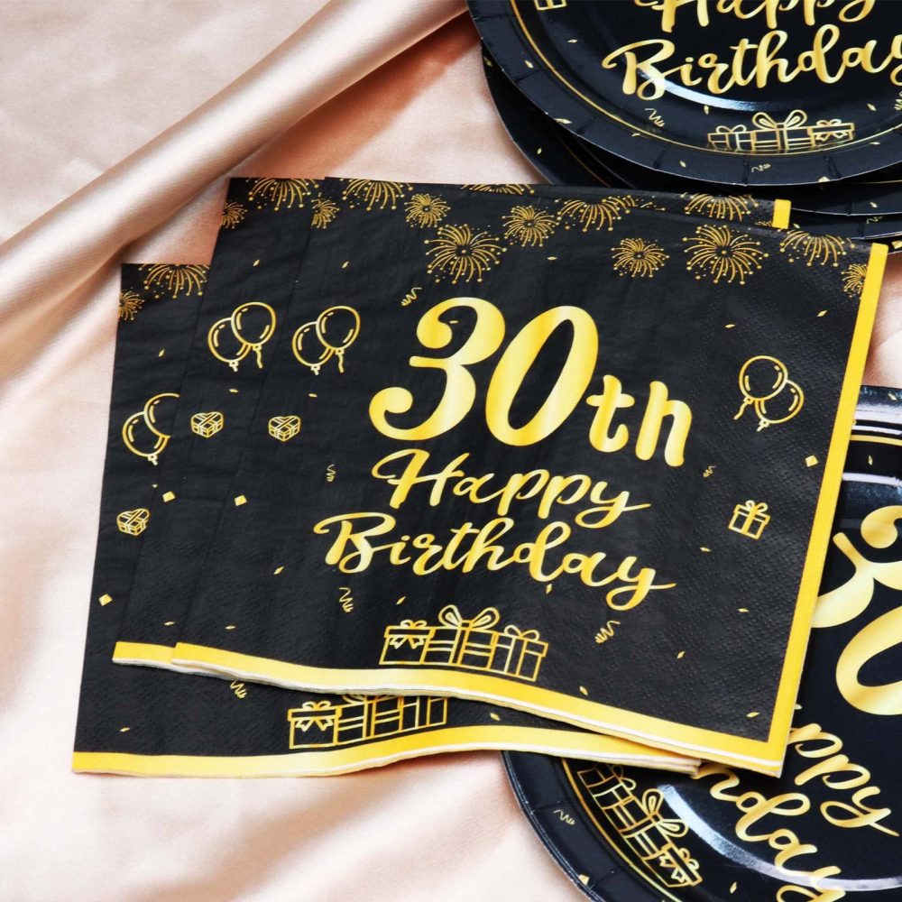 Yiran Happy 70th Birthday Black and Gold Napkins, 20pcs Party Napkins, 70th Birthday Napkins Happy 70th Birthday Decorations Paper Tissues for Men,Women 70th Birthday Party Supplies Table Decoration - Image 6