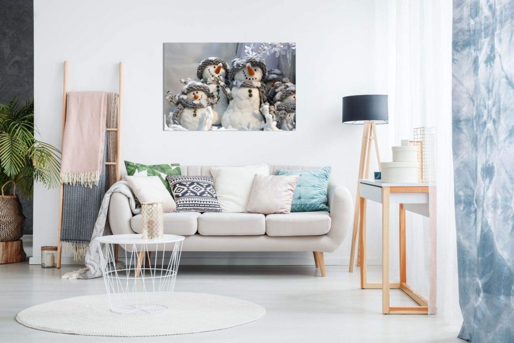 Family Of Snowmen Christmas Winter Canvas Wall Art Picture Print (18x12in), Living Room - Image 4