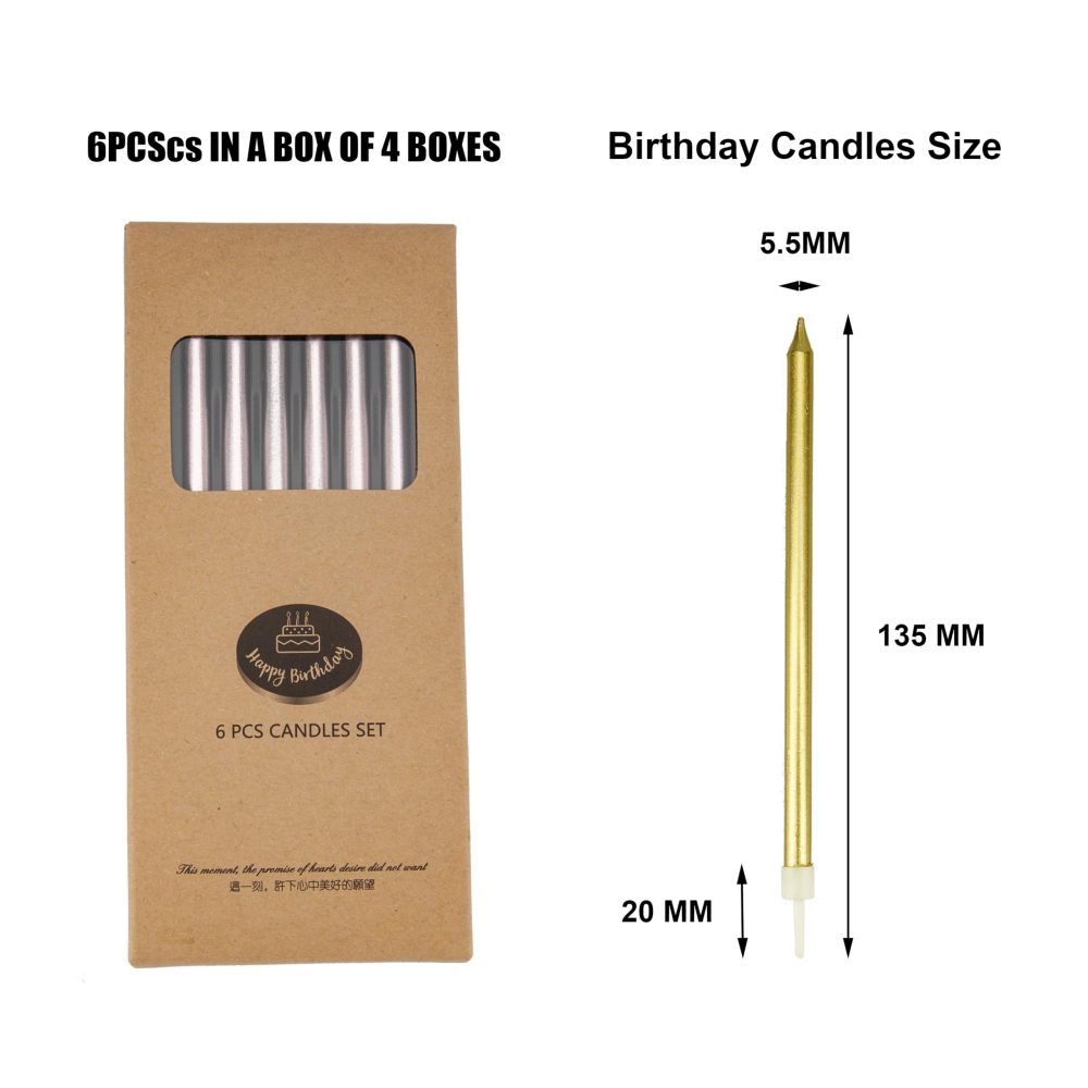24 PCS Birthday Candles for Cakes, Cake Sparklers with Holders, 13.5CM Long Cake Candles, for Baby Birthday Wedding Party Decoration, Birthday Cake Candles (Gold & Silver) - Image 5