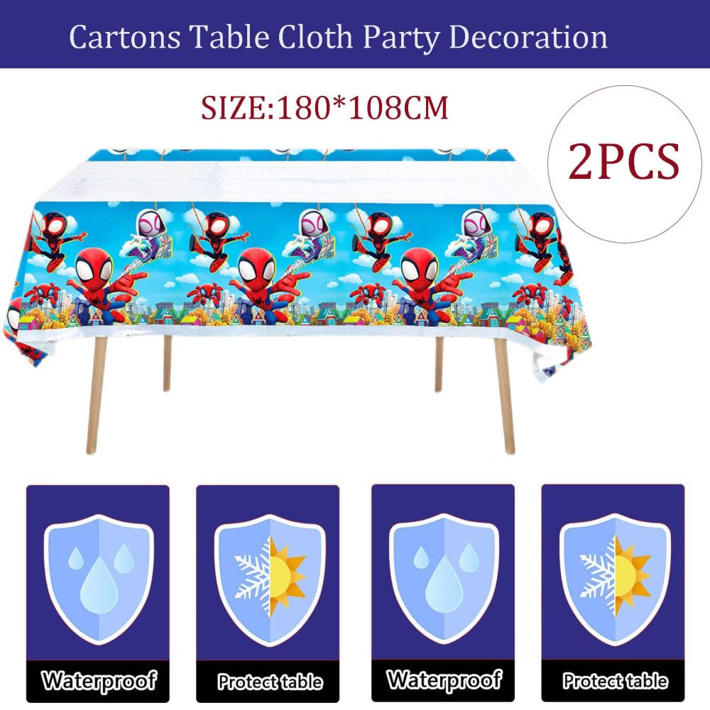 2Pack 180*108cm Blue Spider-Man Cartoon Party Table Cloth for Boys,Rectangular Spider-Man Party Disposable Table Cover Plastic Tablecloths for Kids,Superhero Spider Birthday Spider Themed Decoration - Image 2