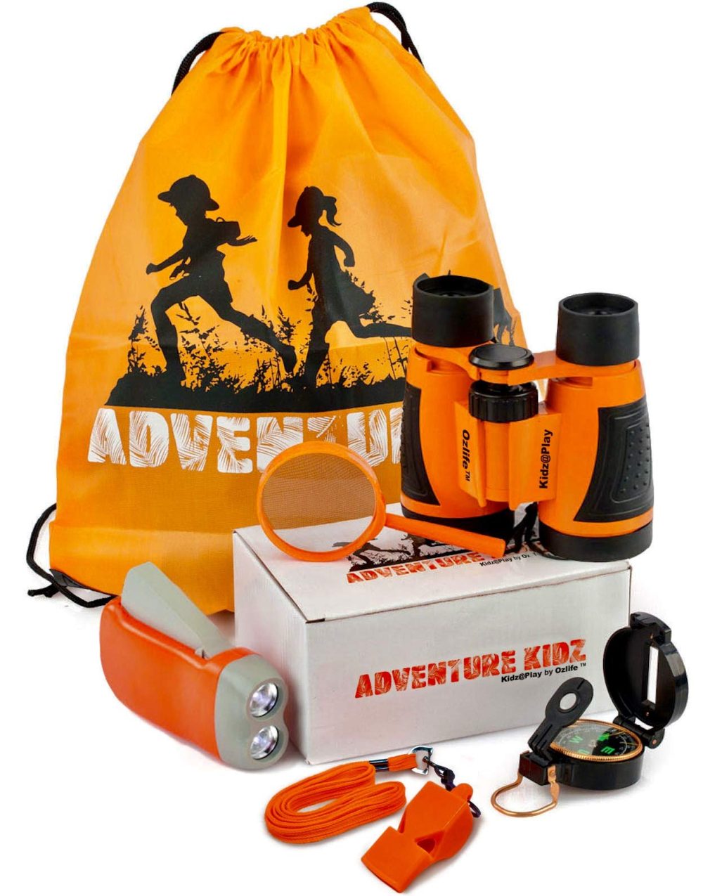 Adventure Kidz - Outdoor Exploration Kit, Children’s Toy Binoculars, Torch, Compass, Whistle, Magnifying Glass, Backpack. Great Kids Gift Set for Camping, Hiking, Educational and Pretend Play.