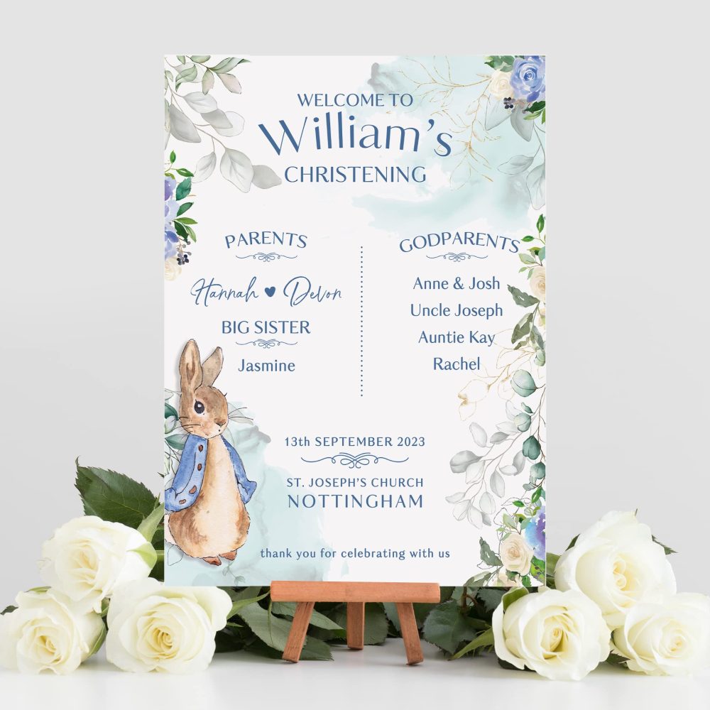 Blue Peter Rabbit Christening Sign - Image 2