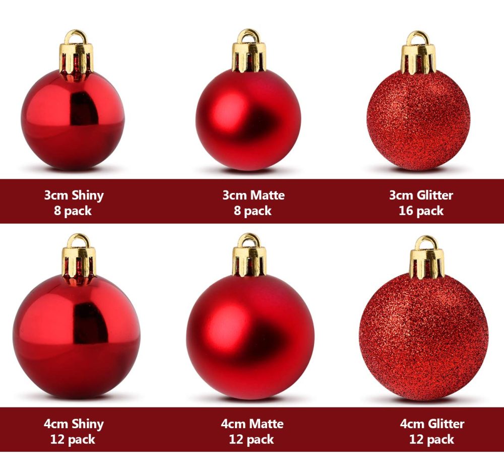 ilauke 100pcs Christmas Baubles Shatterproof Balls Christmas Tree Decoration Ornaments for Xmas Hanging Decorations (Red & Gold) - Image 8