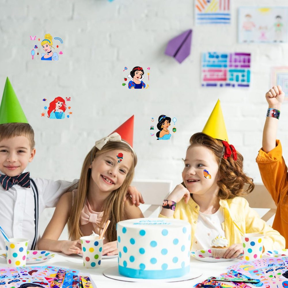 24pcs Princess Party bag Fillers, 12 Sheets DIY Stickers, 12pcs Slap Bands, Party Bags with Make a Face Art Craft Stickers Party Supplies for Kids Boys Girls - Image 2