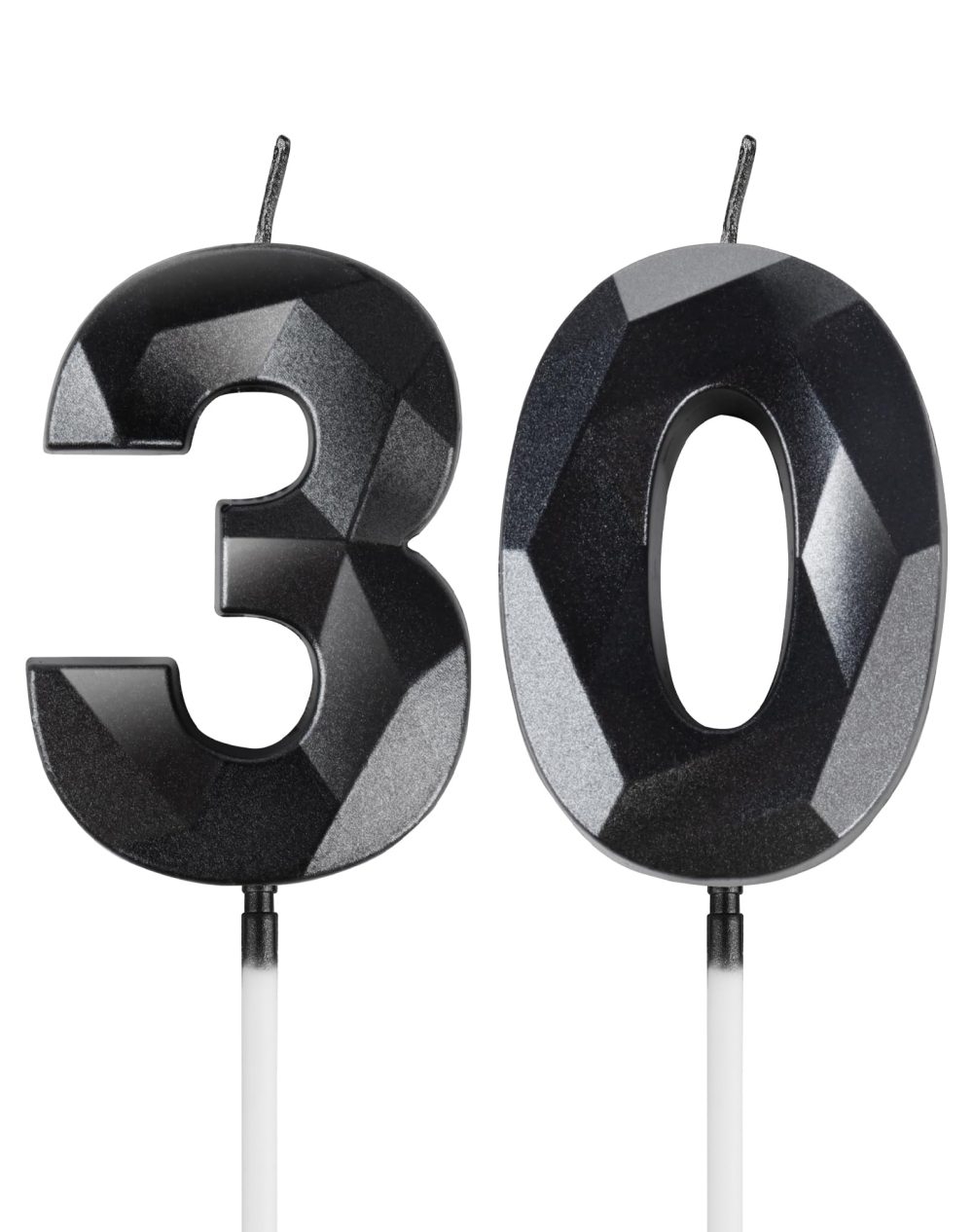 Black 30th Birthday Candles, 3D Black Number 30 Candles for Cake, Women Men 30th Birthday Decorations, Black Cake Decorations, Black Candle Cake Topper for Birthday Party Weddings Anniversary Supplies