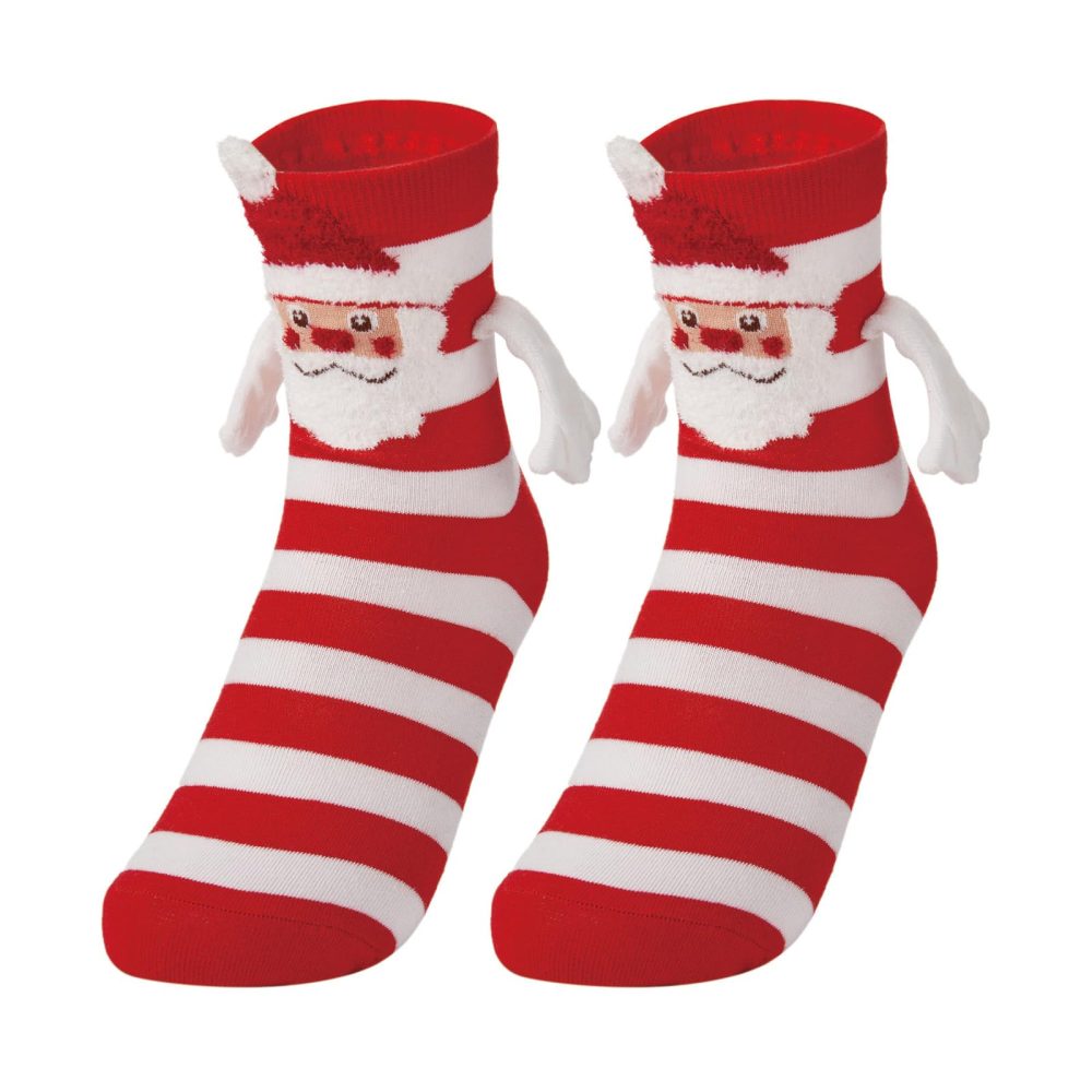 L&ieserram Funny Christmas Magnetic Socks Friends Hand in Hand Socks Couple Holding Hands Magnet Socks for Women Men Novelty Xmas Gifts One Size (Red + Green) - Image 7