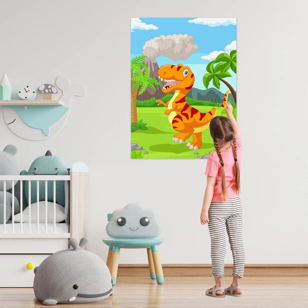 ASTARON Pin The Tail on The Dinosaur Party Game with 30 Tails for Dinosaur Birthday Party Supplies Pin Game, Boys Party Dinosaur Favors Decorations for Christmas - Image 4