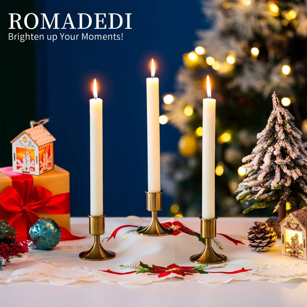 Candlestick Holders Taper Candle Holders, Romadedi Heavy Thick Gold Candle Stick Candle Holder for Table Centerpiece, Wedding Reception, Festive Christmas Mantel Decoration or Home Decor, Set of 4 - Image 6
