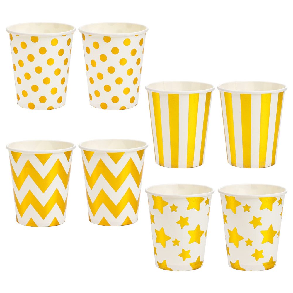 Hiceeden 160 Pack Disposable Paper Cups, 8.5 Oz Party Cups Gold Paper Cups for Beverage, Hot/Cold Drinking, Party, Picnic, Travel and Events - Image 4