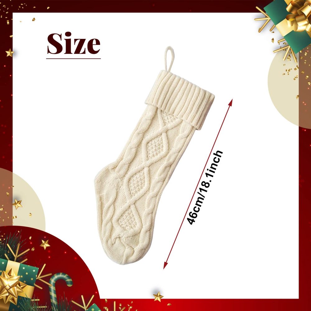 Personalised Christmas Stockings Custom Name Christmas Stockings 18” Large Knit Knitted Family Xmas Stocking for Kids Rustic Farmhouse Fireplace Hanging Ornament Christmas Holiday Party Decoration - Image 5