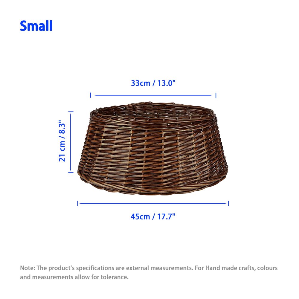 Natural Wicker Christmas Tree Skirt Xmas Stand Cover Xmas Decoration Basket (Brown, Small) - Image 3