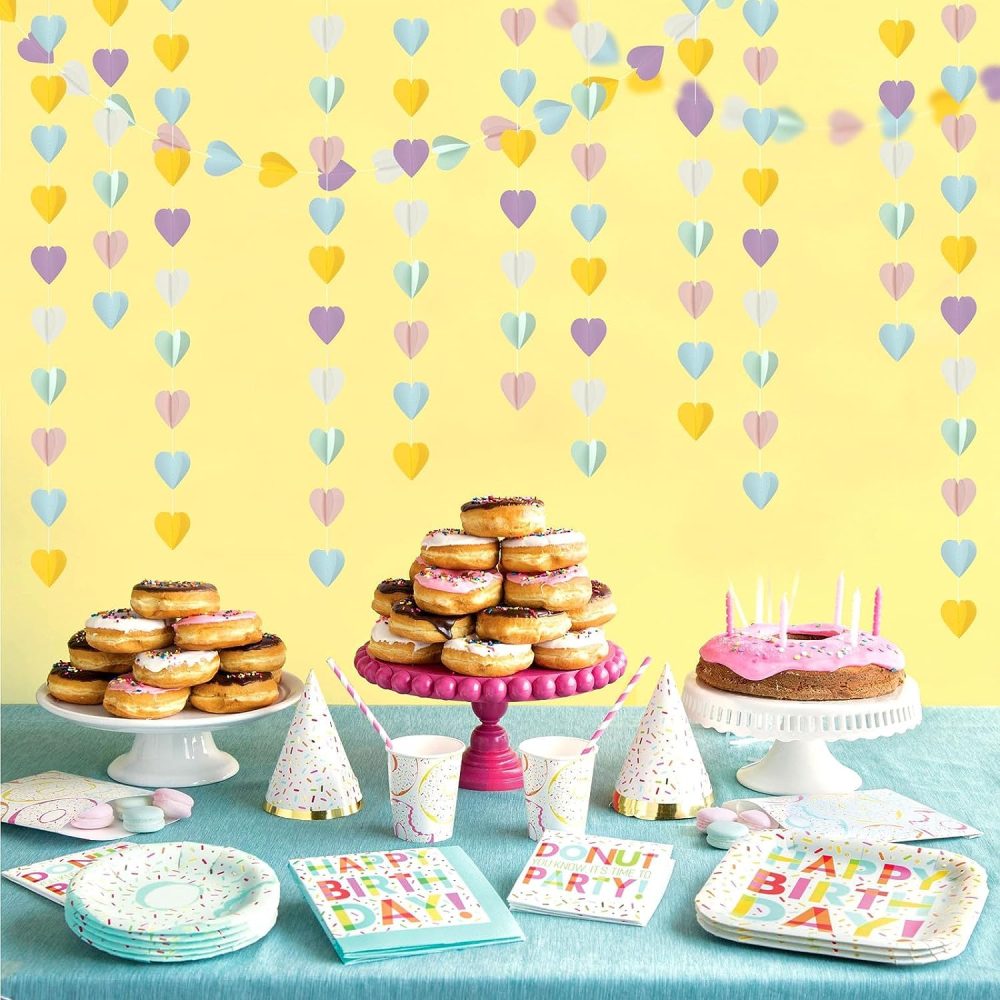 Pastel-Rainbow Party-Decorations 3D Heart Garland - 39Ft Yellow Blue Pink Purple Mint Hanging Paper Streamers Banner, Valentines Day Engagement Wedding Bachelorette Baby Bridal Shower Decor Lasting - Image 2