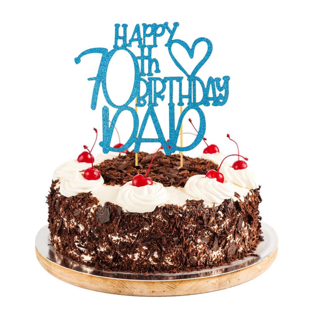 Happy 70th Birthday Cake Topper, 70th Birthday Decorations for Her, Happy Birthday Cake Topper Decoration, 70th Birthday Cake Topper, Birthday Cake Toppers, 70th Birthday Theme Party Supplies Blue
