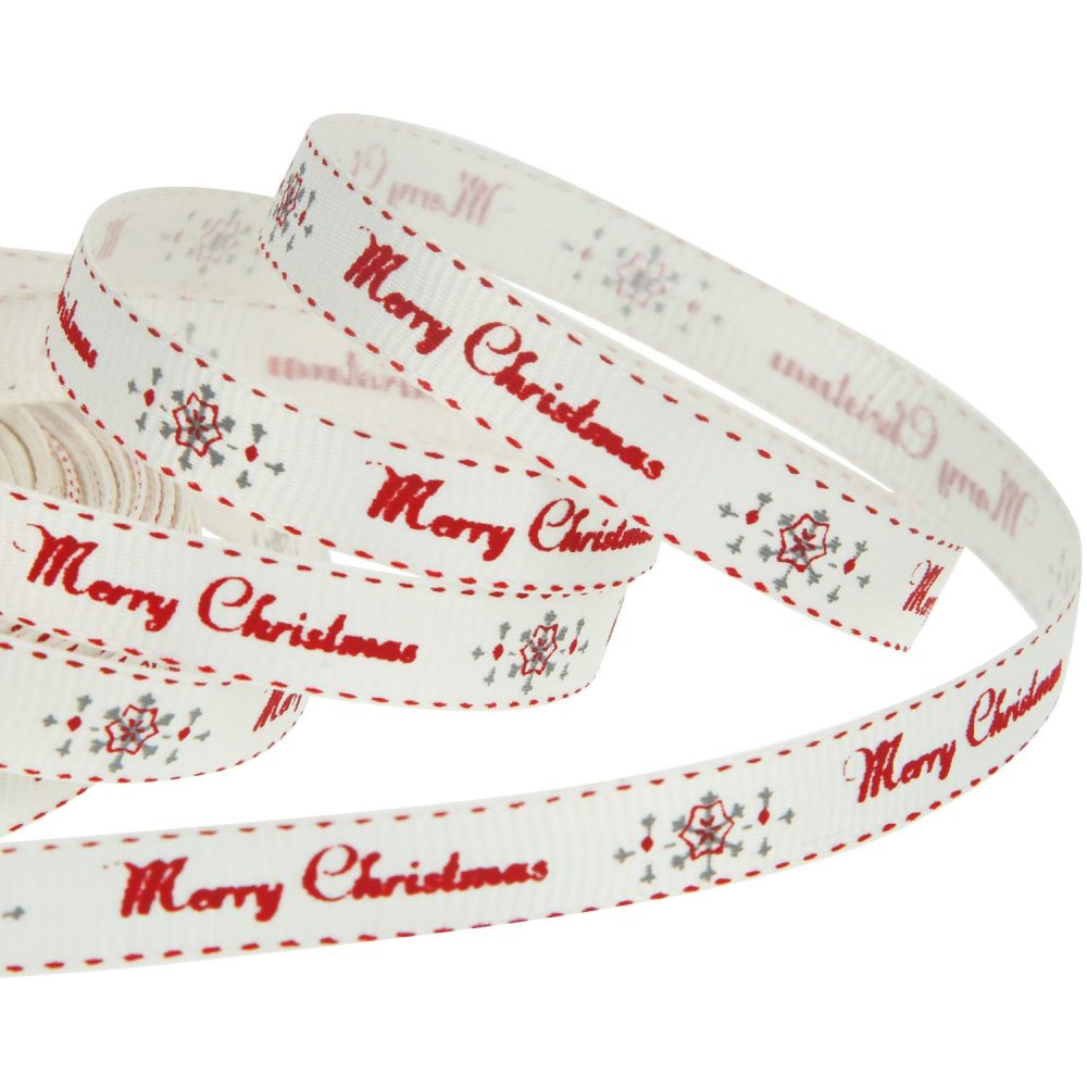 65 Feet Christmas Grosgrain Ribbon Merry Christmas Ribbon Gift Wrapping Ribbon for Christmas DIY Gifts, 10 mm Wide