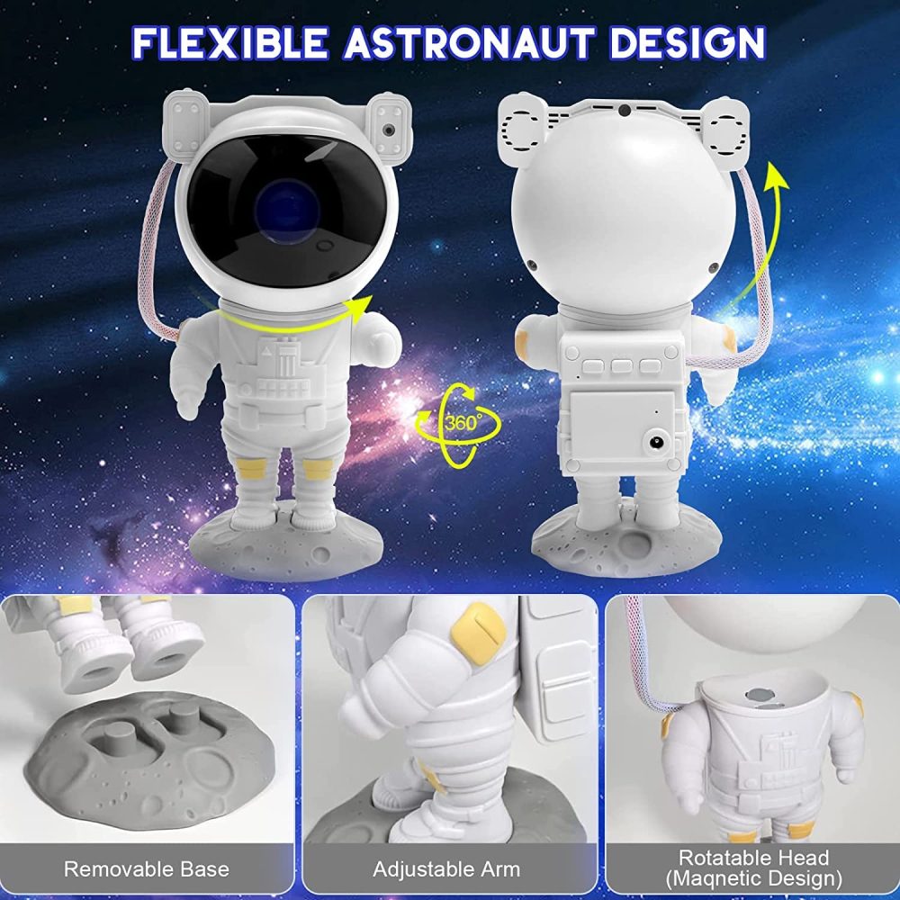 SFOUR Astronaut Galaxy Projector Night Light，Lights for Bedroom,Kids Room Decor Aesthetic, Adjustable Head Angle,Gift for Kids Adults Home Party Ceiling Decor，Christmas Gift - Image 4