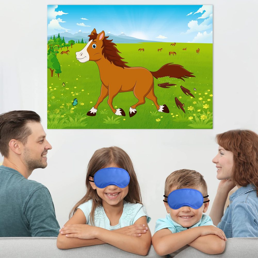 Morcheiong Pin The Tail on The Horse Birthday Game with 48 Tails for Kids Farm Birthday Party Supplies Decorations Favors - Image 4