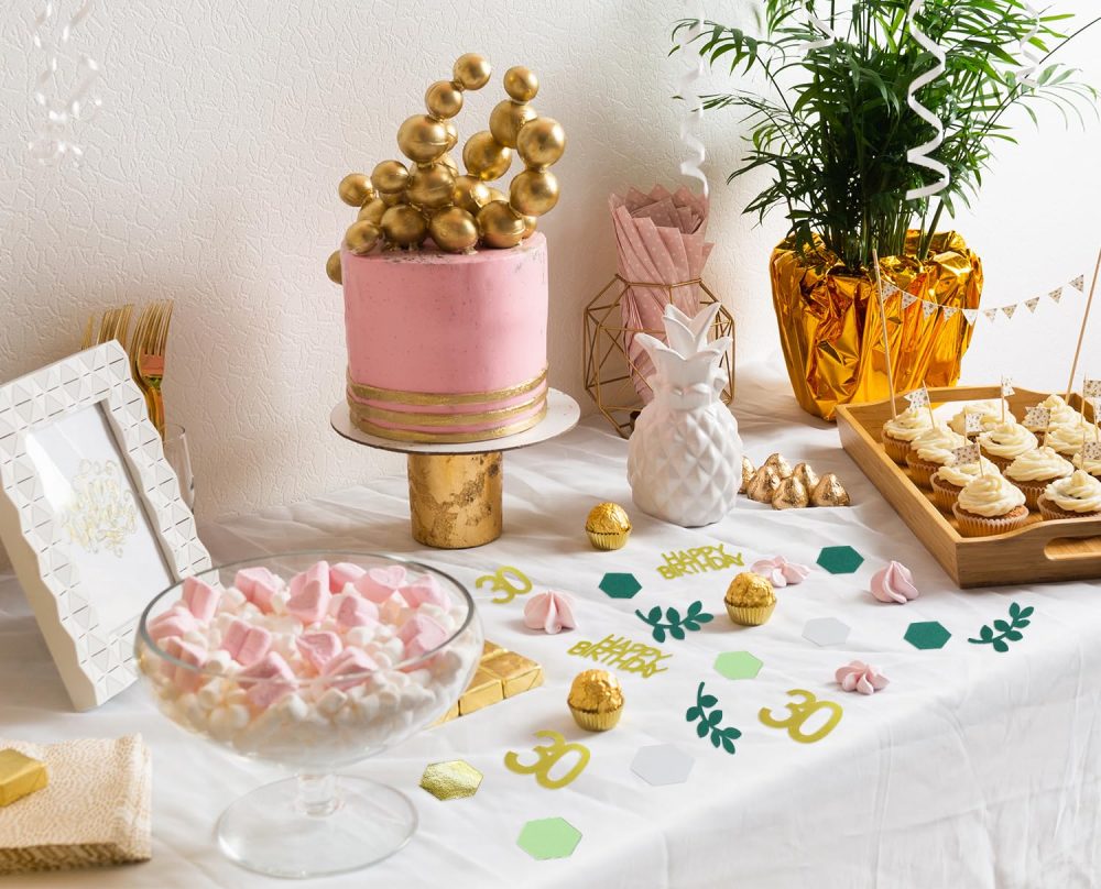 WenmthG 30th Birthday Confetti Green & Gold 200Pcs - Happy Birthday Table Decoration 30g - Party Decorative Confetti for Men Women - 30th Birthday Party Supplies - Party Favours - Image 2
