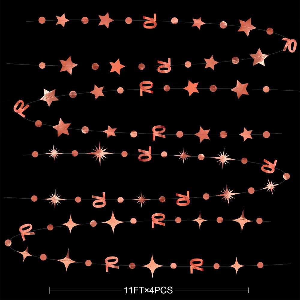 Rose Gold 70th Birthday Decorations Number 70 Circle Dot Twinkle Star Garland Streamer Banner Backdrop for Womens Cheers to 70 Year Old Seventy Fabulous Birthday Seventieth Anniversary Party Supplies - Image 5
