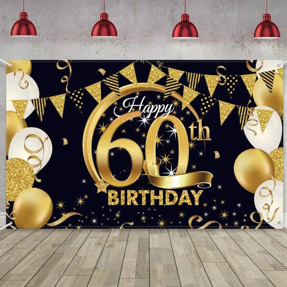 60th Birthday Party Decorations Black Gold,Large Black Gold Sign Poster 60th Birthday Party Supplies,Birthday Backdrop 60 Banner for Men Women 60th Birthday banners 60 Years Old - Image 4