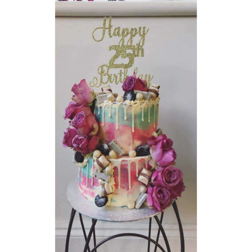 LissieLou Happy 80th Birthday Cake Topper in Pretty Glitter Card, Made in the UK - Red - Image 7