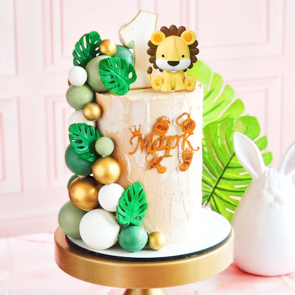 JeVenis Lion Cake Topper Lion Birthday Decorations Safari Animal Cake Toppers Safari Cake Topper Wild One Cake Topper Jungle Baby Shower Cake Topper Safari Baby Shower Cake Decorations - Image 4