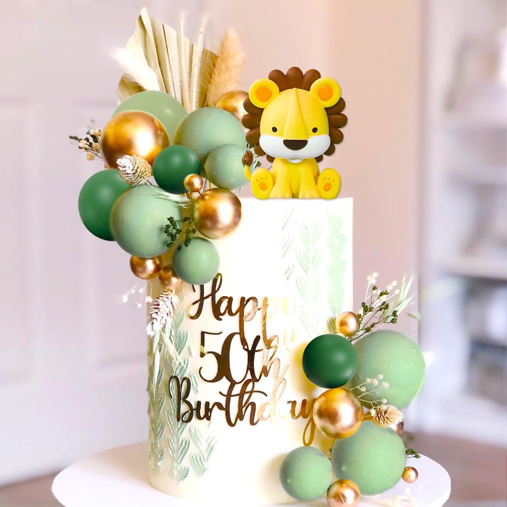 JeVenis Lion Cake Topper Lion Birthday Decorations Safari Animal Cake Toppers Safari Cake Topper Wild One Cake Topper Jungle Baby Shower Cake Topper Safari Baby Shower Cake Decorations - Image 5