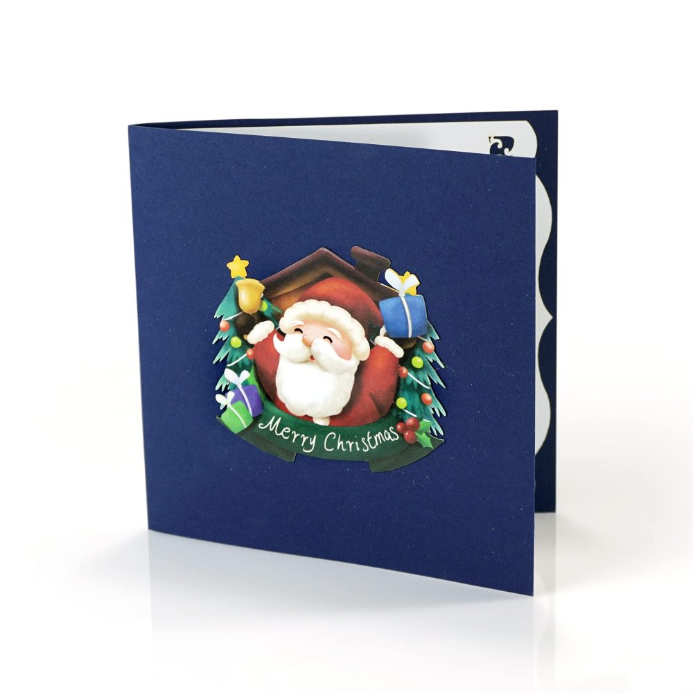 Santa Claus decorating Christmas Tree 3D Pop Up card.A Delightful holiday surprise greeting card gift for kids, friends, family and loved ones. For Christmas decor and parties.15cmx15cm - Image 2