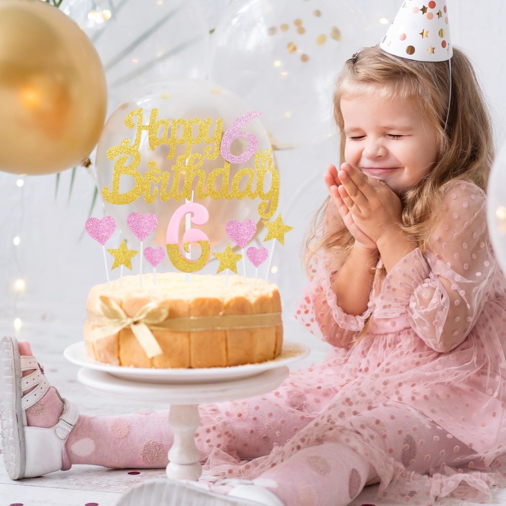 Gold Pink 30th Birthday Cake Topper, Girls 30th Birthday Decorations, Glitter Heart Stars Cake Toppers, Personalised Happy Birthday Cake Cupcake Toppers for Women Girls Baby Birthday Party Supplies - Image 5