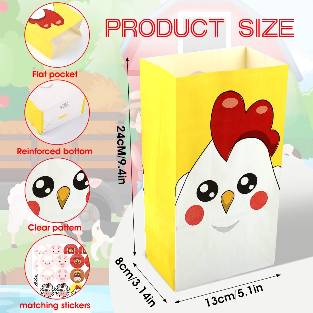 Prasacco 18 Pieces Farm Candy Bags, Farm Birthday Party Supplies Kids Goodie Bags for Birthday Party Cute Animal Candy Treat Bags for Boys Girls Birthday Baby Shower Party Supplies - Image 7
