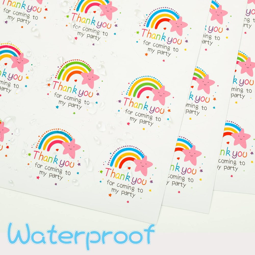 G2PLUS 5cm Thank You Stickers,60PCS Waterproof Thank You for Coming to My Party Stickers,Rainbow Stars Thank You Favors Stickers/Labels for Birthday Party Bags,Baby Shower Party Favors - Image 5