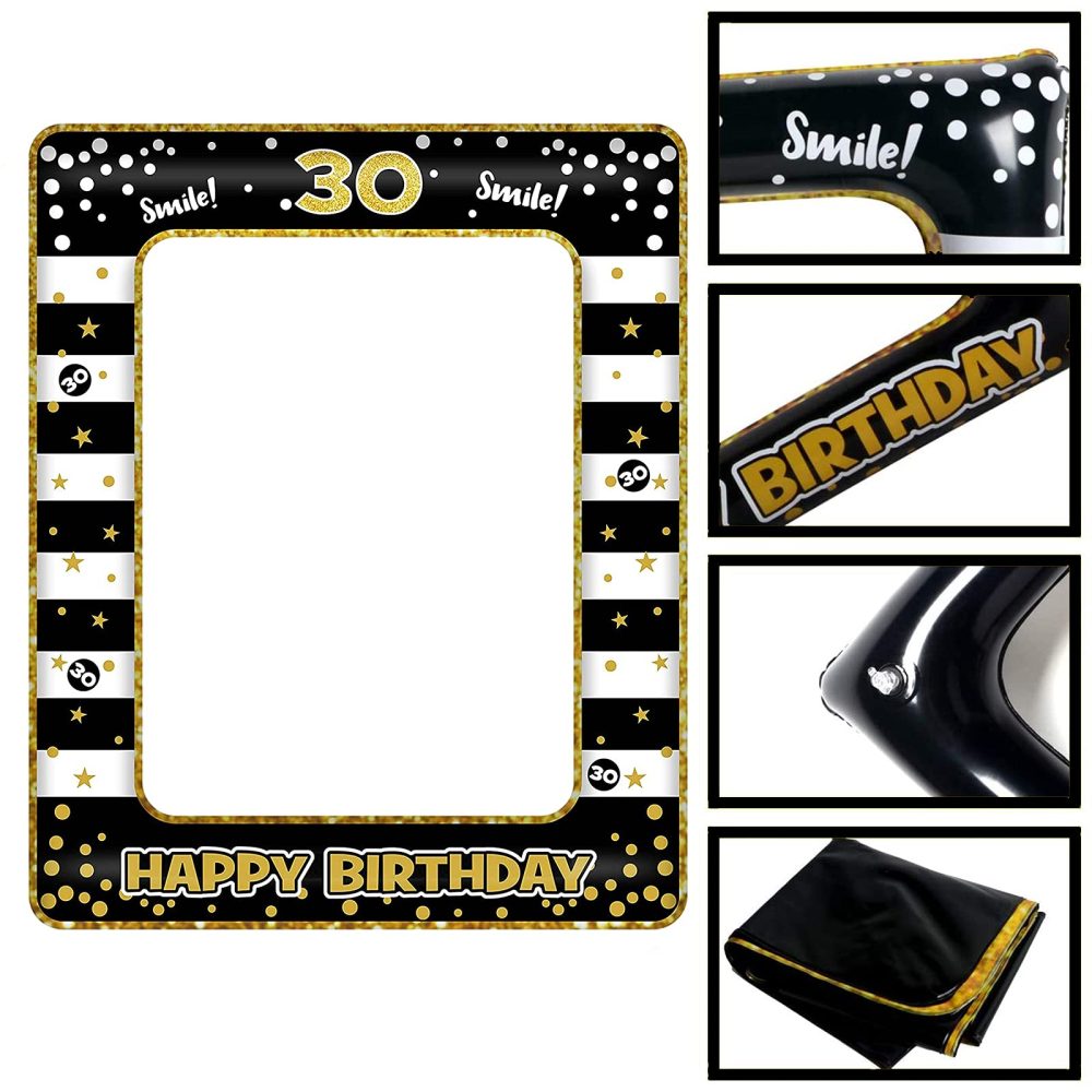 30th Birthday Photo Booth Props,Black Gold Inflatable Selfie Frame Picture Frame,Giant Inflatable Party Photo Booth Frame for 30th Birthday Party Decorations Supplies Men Women Favor Gift - Image 6