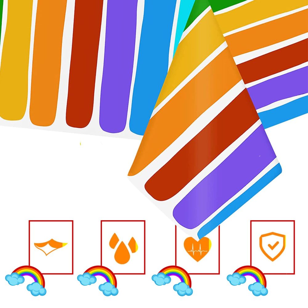 YAAVAAW Rainbow Table Cloth Party for Kids,137 * 274cm LGBT Gay Pride Party Table Cloth Rainbow Tablecloths Disposable Plastic Tablecover for Pride,Summer Beach Kids Birthday Cocktail Party Decor - Image 3