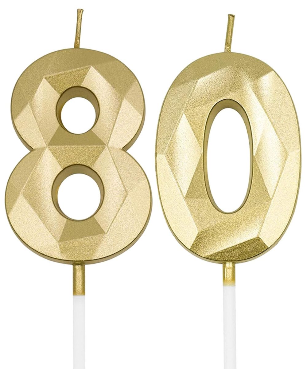 80th Birthday Candles, Gold Number 80 Candle,Birthday Cake Candles, Birthday Candle for Cake, Cake Candles Cake Topper Decorations for Birthday Party, Wedding, and Anniversary Supplies
