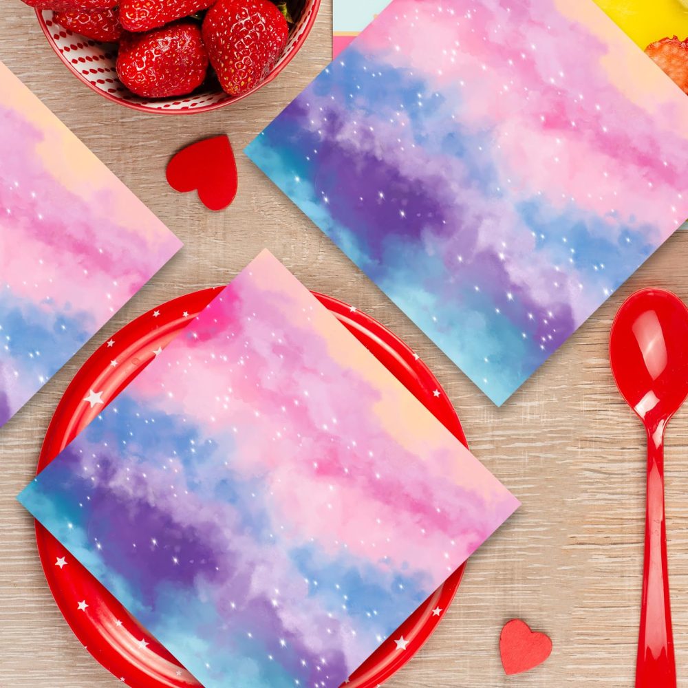 40pcs Rainbow Napkins, 33 x 33 cm, Disposable Guest Party Napkins for Baby Shower, Girls, Birthday, Wedding, Rainbow Party - Image 3