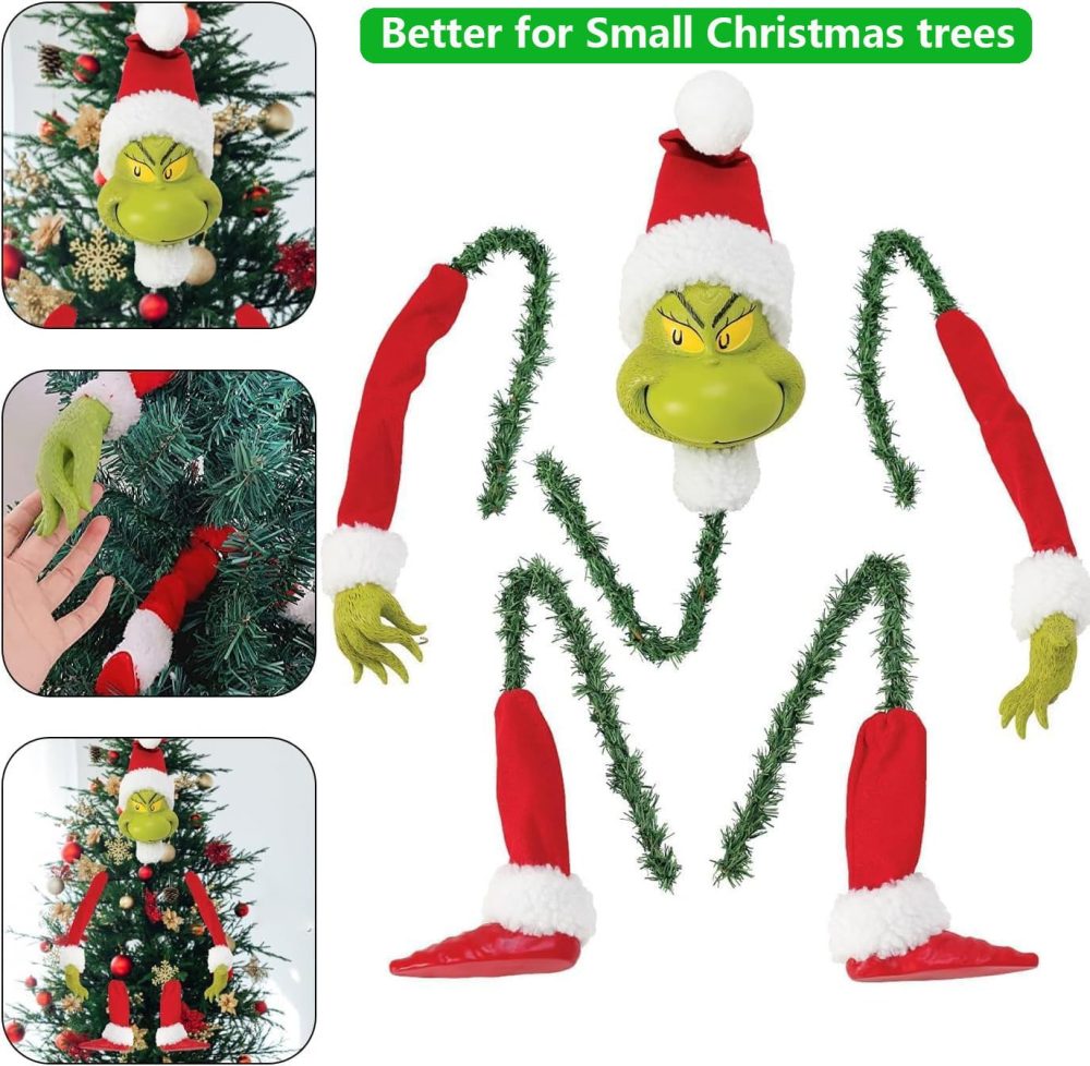 Christmas Tree Decorations Gifts - Christmas Tree Topper, Elf Head/Arm/Leg for Christmas Tree Stole Elf Stuffed Leg Stuck Tree Topper Garland Ornaments - Image 8