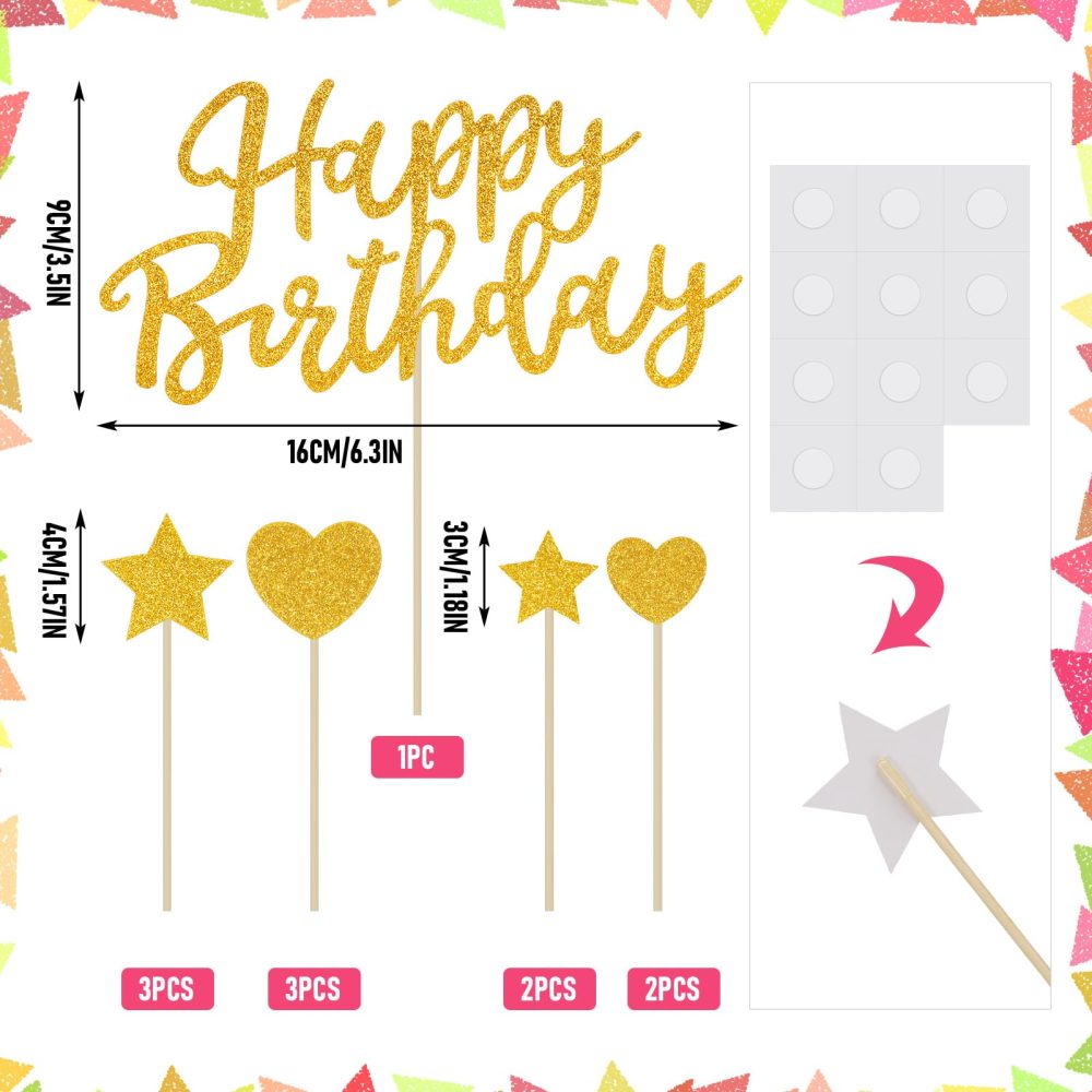 35pcs Birthday Candles Set, 24 Metallic Birthday Cake Candles 4.92'' Birthday Candles with Holder with 11 Glitter Happy Birthday Cake Toppers for Celebration Party Cake Decoration - Image 7